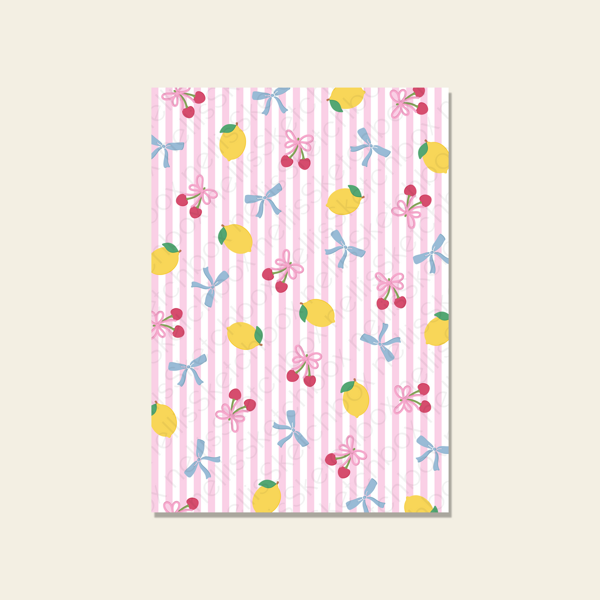 ScrapbookPaper - Cherries, Lemons & Bows