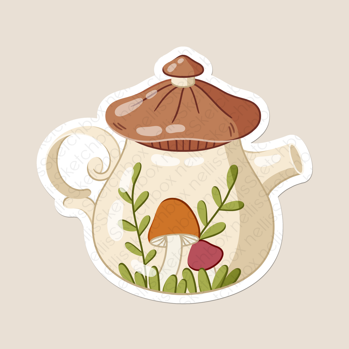 Vinyl Sticker - TeaPotMushroom