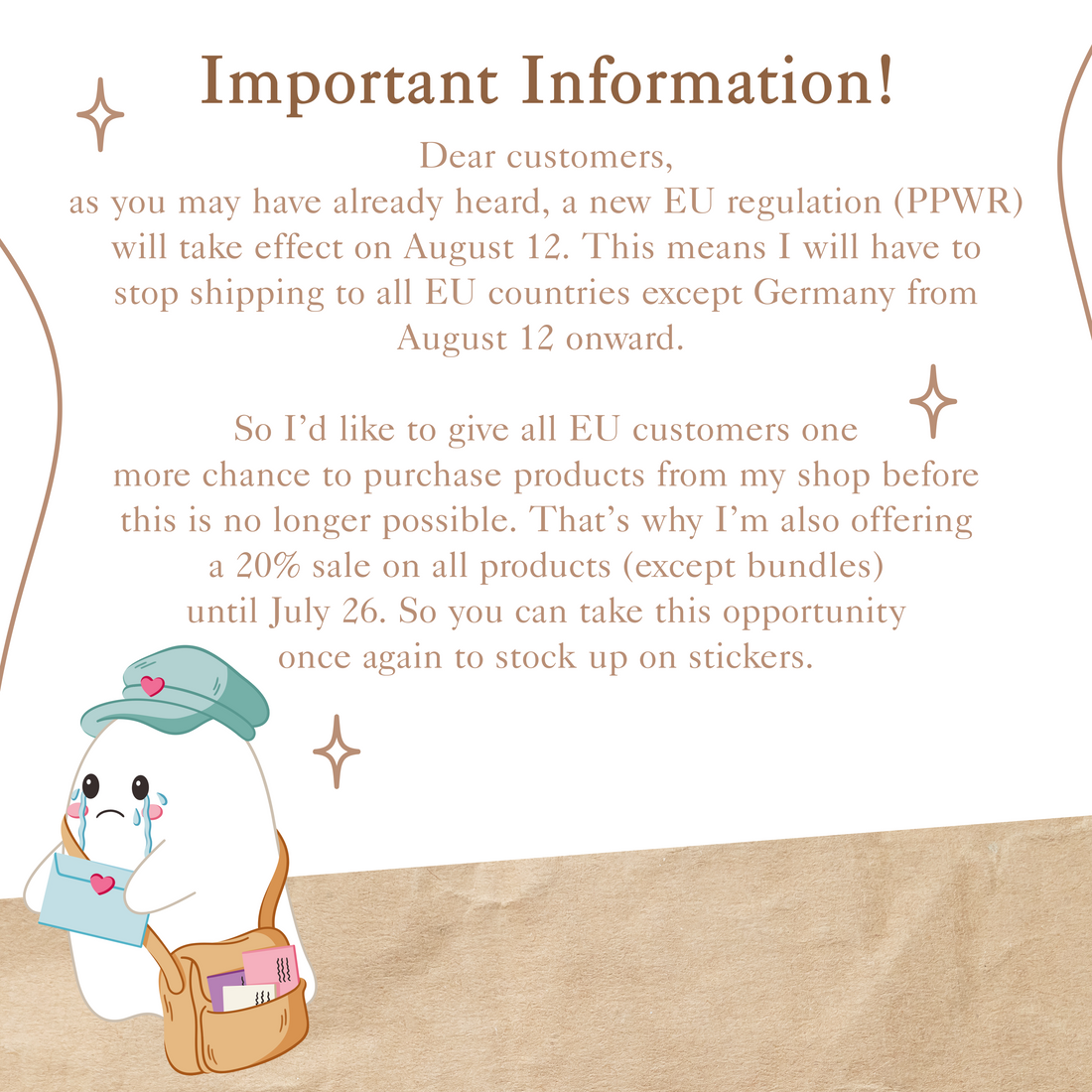 Shipping to all EU countries except Germany will be suspended starting August 12, 2026.
