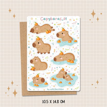 Sticker Sheet - Capybaras_01