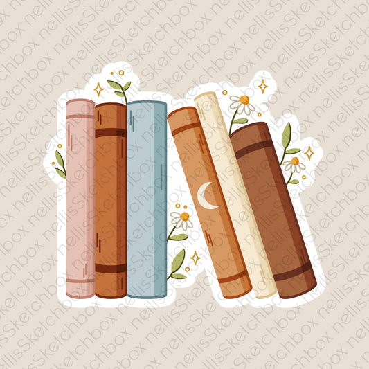 Digital Sticker - BooksWithFlowers