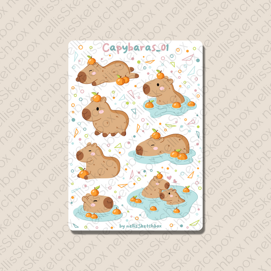 Sticker Sheet - Capybaras_01