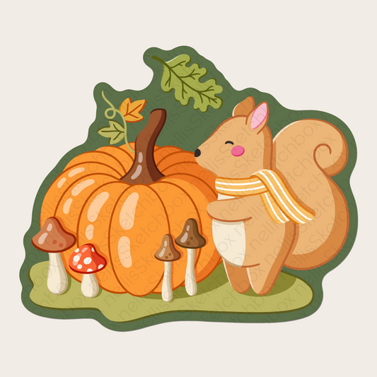 Vinyl Sticker - Squirrel (GreenBackground)