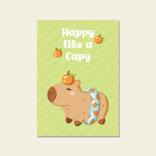 Postcard - Happy like a Capy