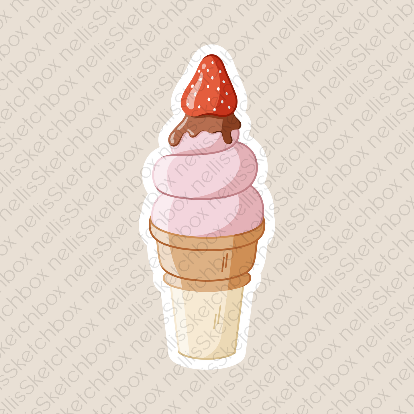 Vinyl Sticker - IceCreamStrawberry