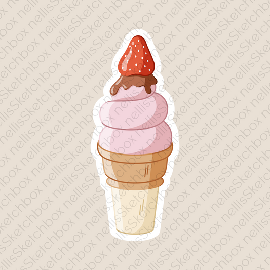 Vinyl Sticker - IceCreamStrawberry