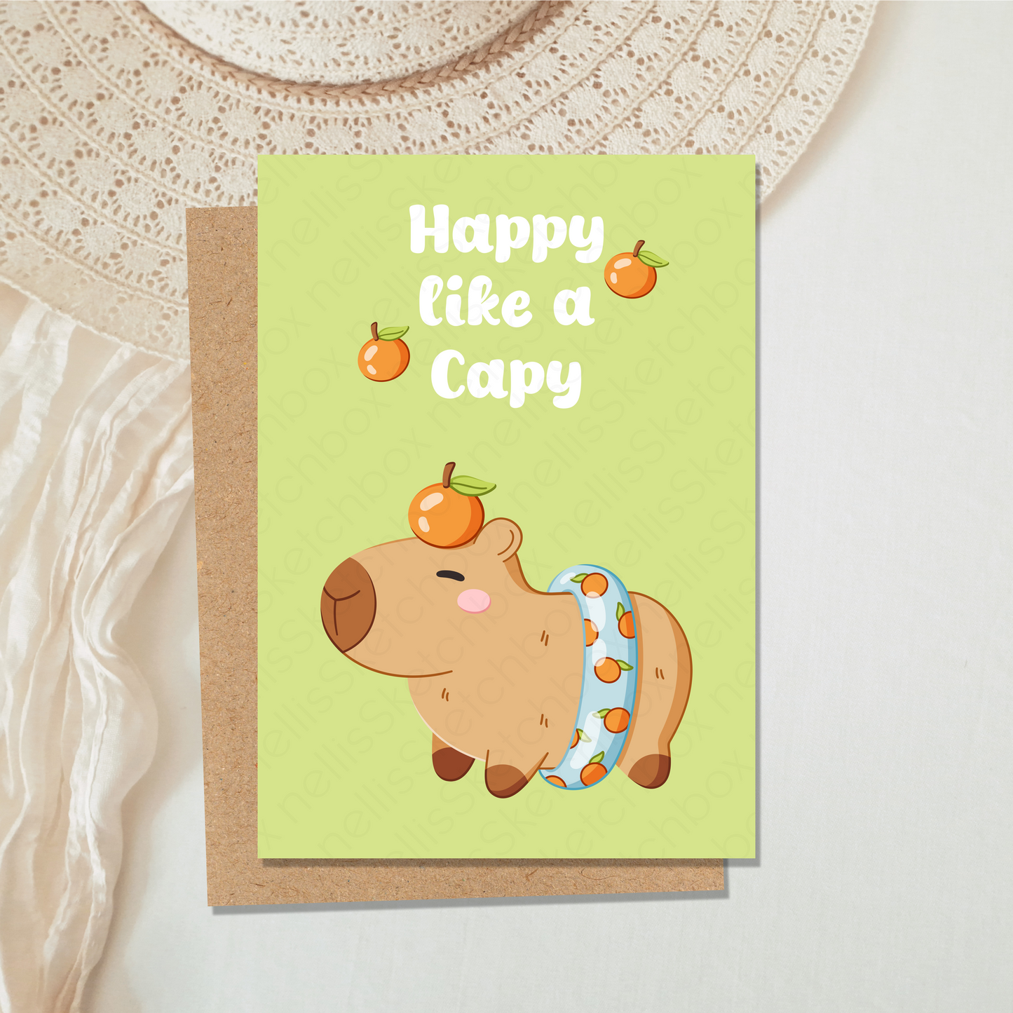 Postcard - Happy like a Capy