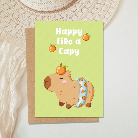 Postcard - Happy like a Capy