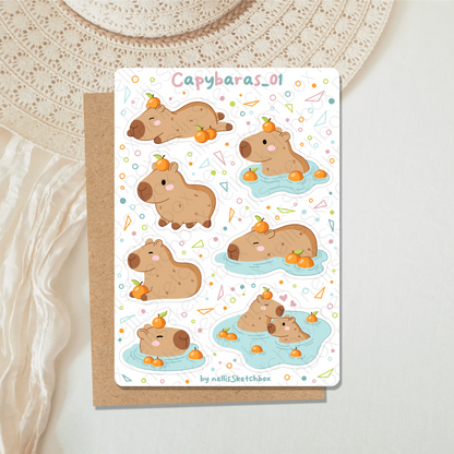 Sticker Sheet - Capybaras_01